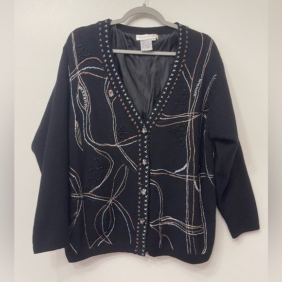 Great Cavalier by St.Paul Beaded and Embroidered Wool Button Up Cardigan - Picture 1 of 6